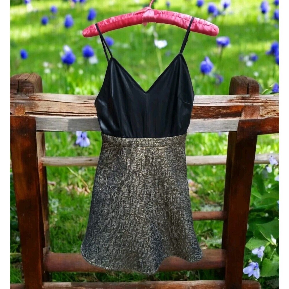 Akira Chicago Black Label Mini‎ Dress Size M Black Gold